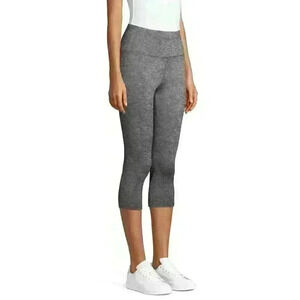 Avia Womens Performance Capri XS High Waist Side Pockets Legging Stretch Gray